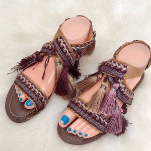 Topshop Fiji Fringe Boho Sandals Size 36